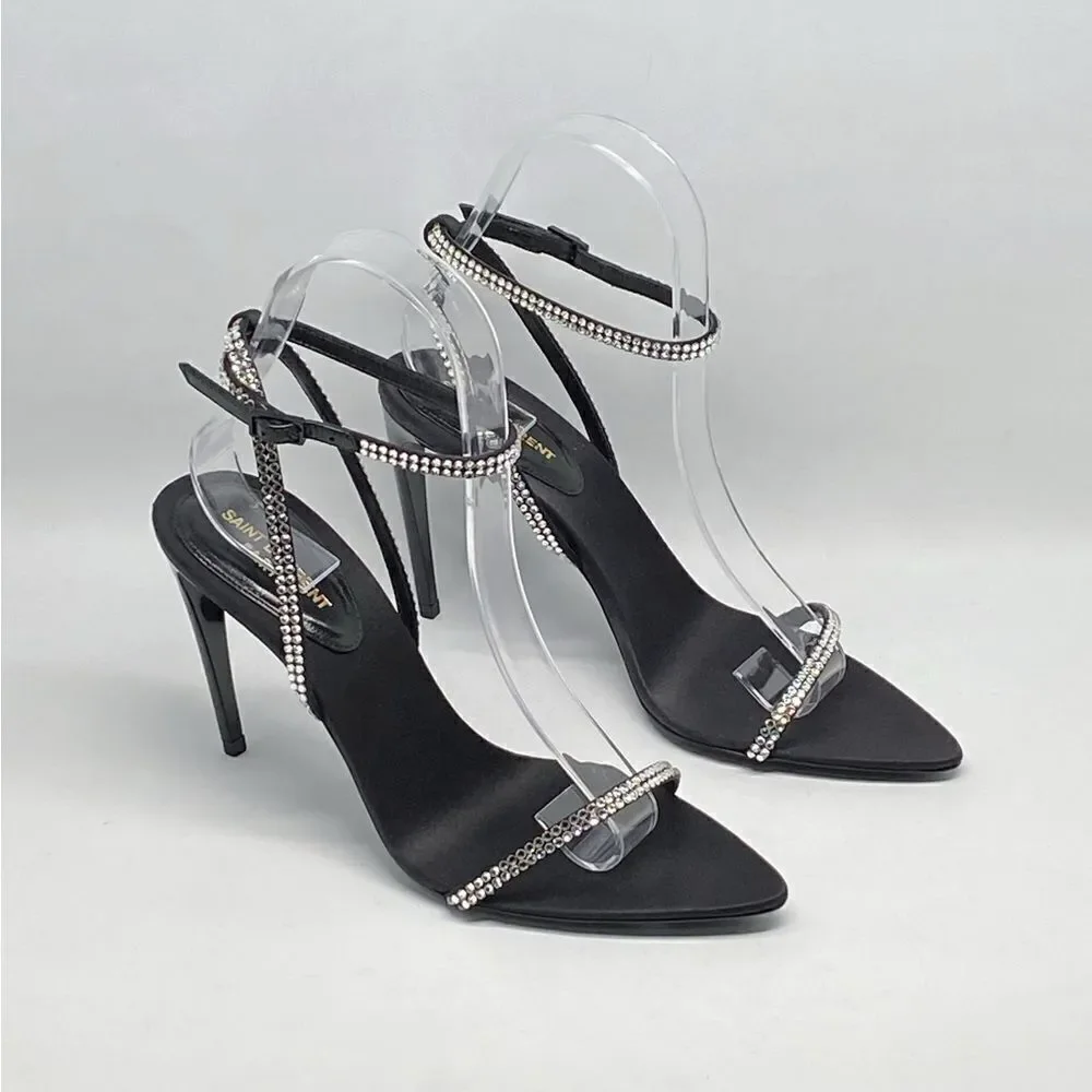 SAINT LAURENT Gippy 90 Crystal Embellished Sandals